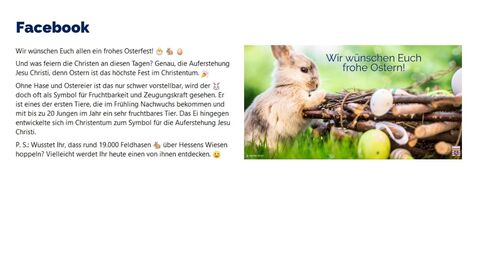 Facebook-Post vom 17. April 2022