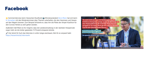 Facebook-Post vom 15. August 2022