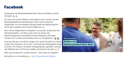 Facebook-Post vom 26. Juli 2022