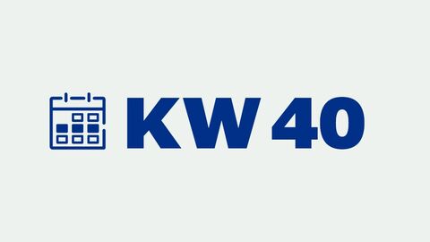 Grafik mit der Aufschrift "KW 40" für "Kalenderwoche 40"