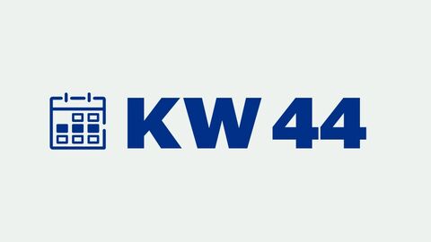 Grafik mit der Aufschrift "KW 44" für "Kalenderwoche 44"