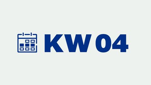 Grafik mit der Aufschrift "KW 04" für "Kalenderwoche 4"