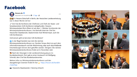 Facebook-Post vom 19. Oktober 2023