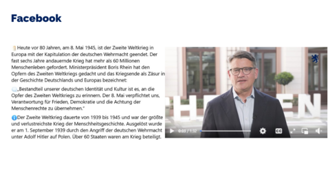 Facebook-Post vom 08.05.2025